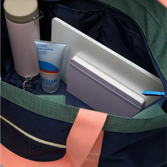 Victoria's Secret PINK Navy and Peach Tote - Picture 3 of 5